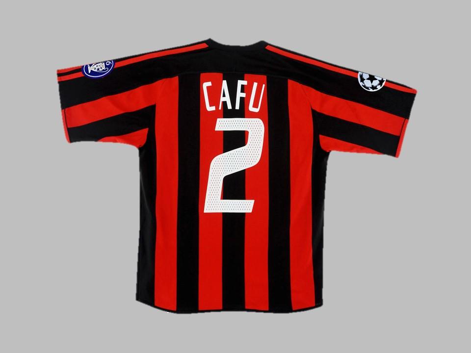 2003 2004 AC Milan Home Shirt Cafu #2 Champions League