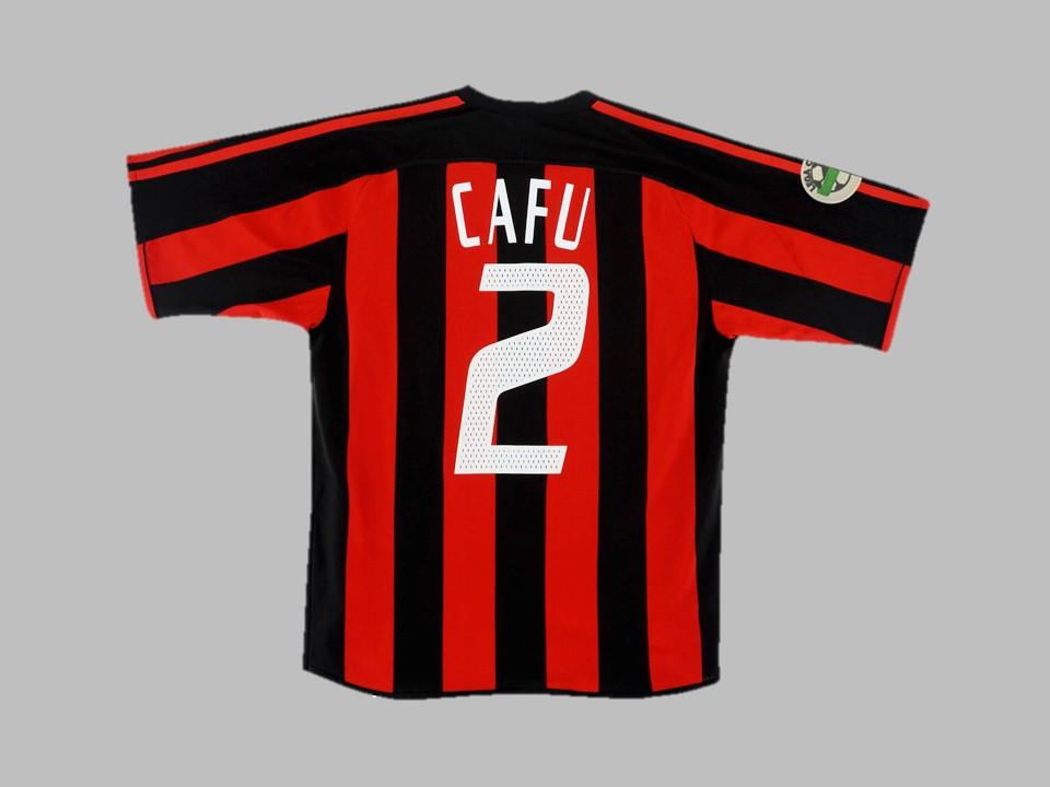 2003 2004 AC Milan Home Shirt Cafu #2 Serie A