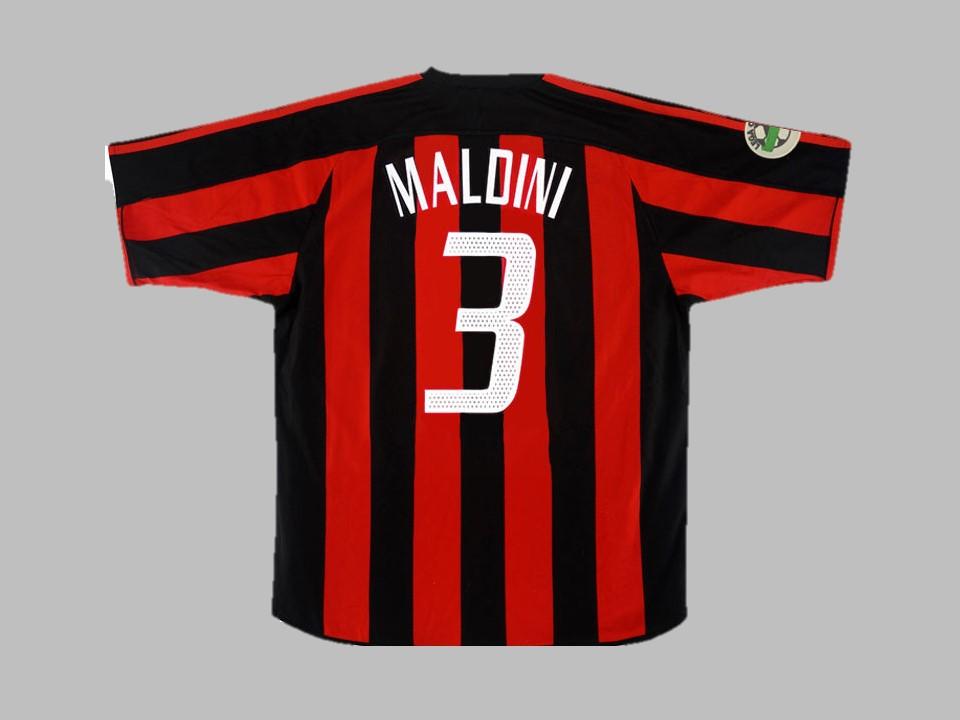 2003 2004 AC Milan Home Shirt Maldini #3 Serie A