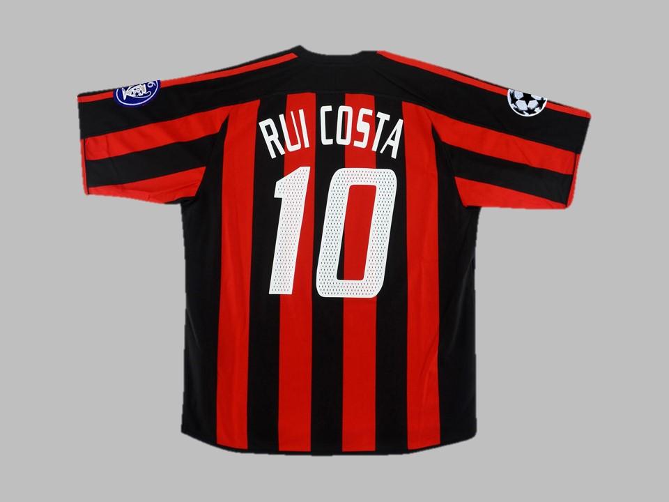 2003 2004 AC Milan Domicile Chemise Rui Costa #10 Ligue des Champions