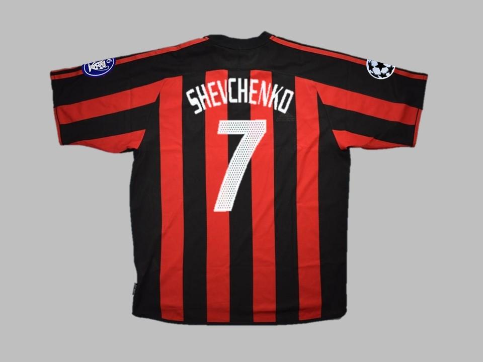 2003 2004 AC Milan Domicile Chemise Shevchenko #7 Ligue des Champions