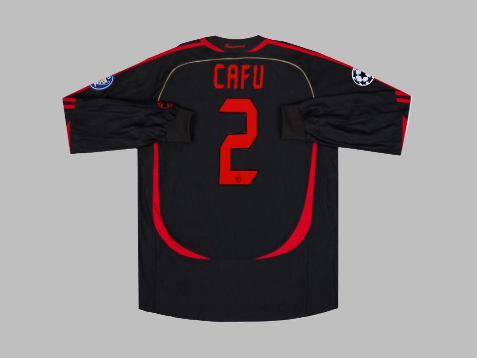 2006 2007 AC Milan Exterieur Manches Longues Chemise Cafu #2 Ligue des Champions