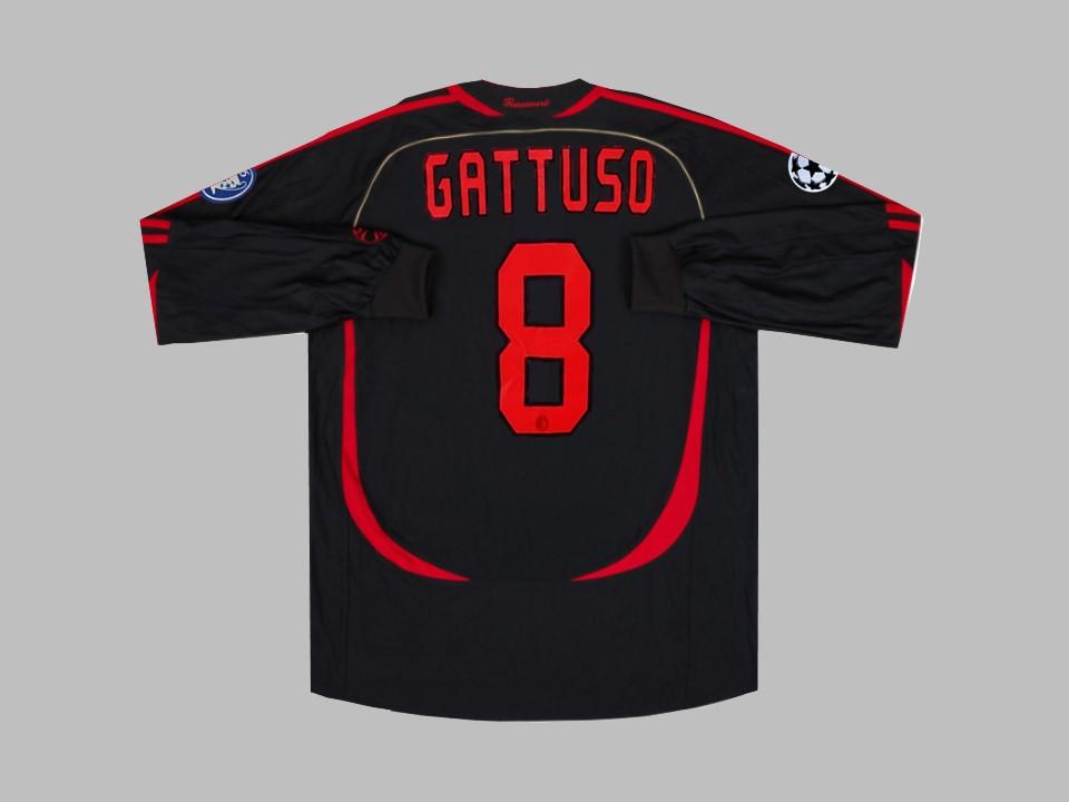 2006 2007 AC Milan Away Long Sleeves Shirt Gattuso #8 Champions League