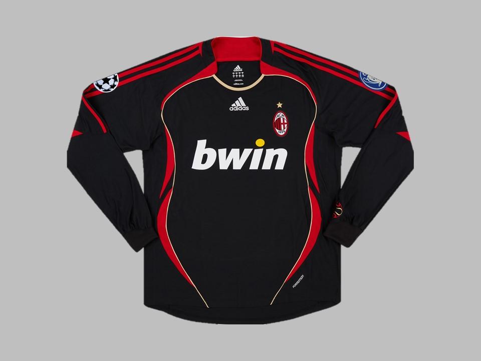 2006 2007 AC Milan Exterieur Manches Longues Chemise  Ligue des Champions