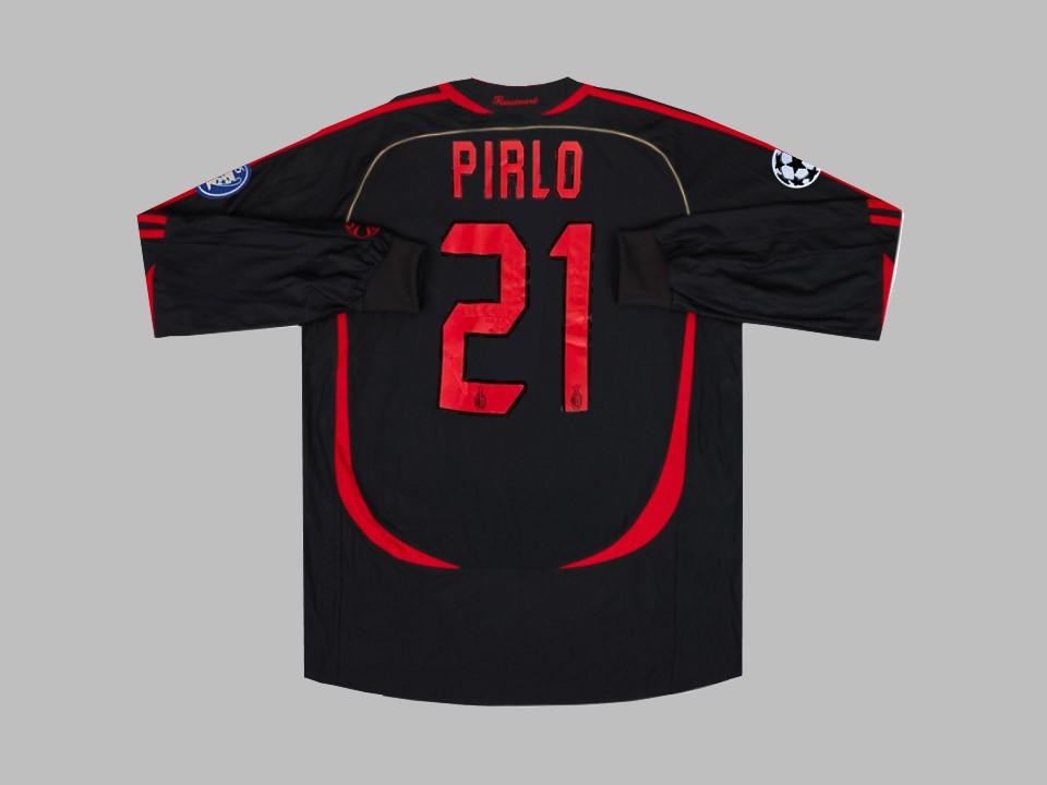 2006 2007 AC Milan Away Long Sleeves Shirt Pirlo #21 Champions League