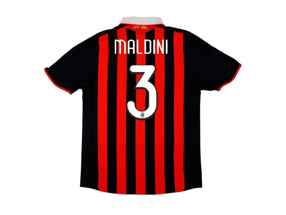 2009 2010 AC Milan Home Jersey Maldini #3