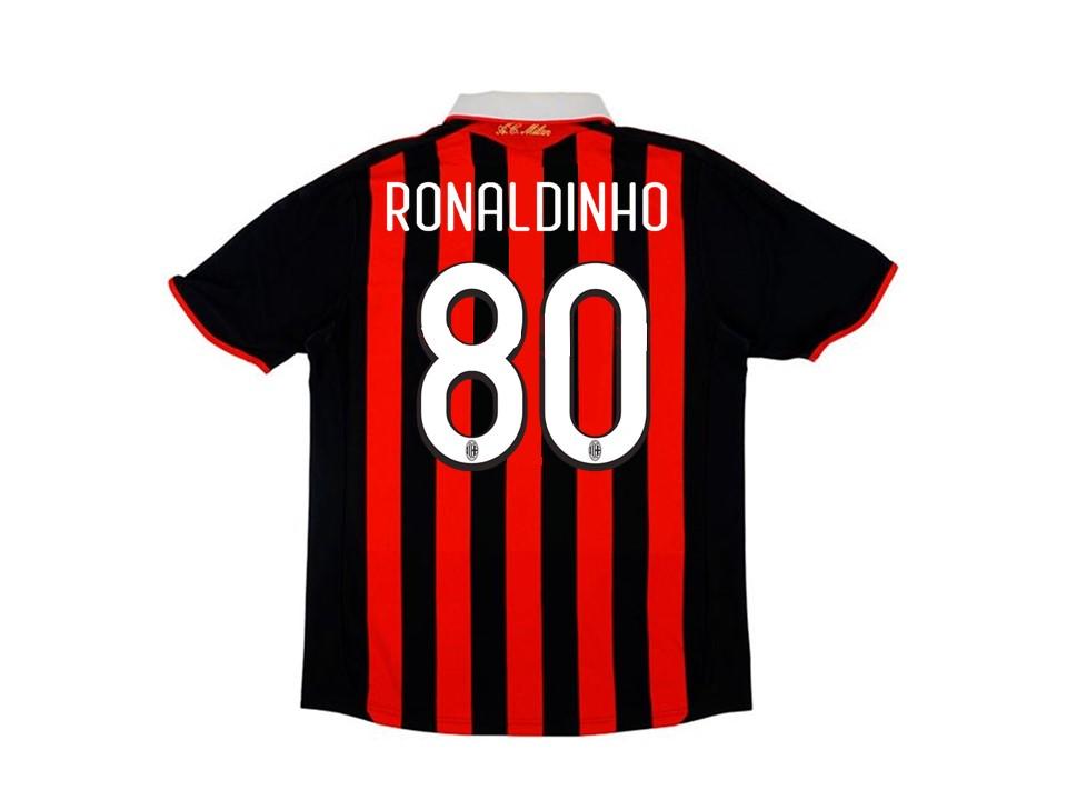 2009 2010 AC Milan Home Jersey Ronaldinho #80