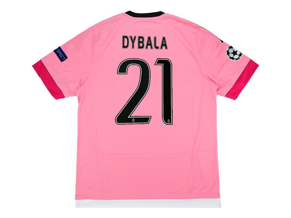 2015 2016 Juventus Away Shirt Pink Dybala #21 Ucl Patches