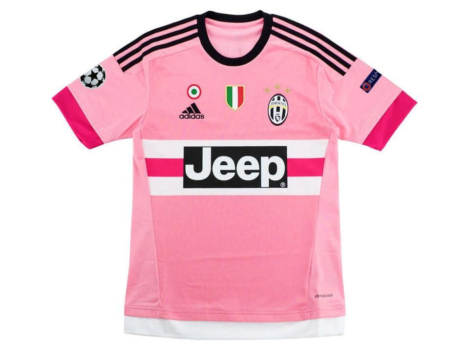 2015 2016 Juventus Away Shirt Pink Ucl Patches