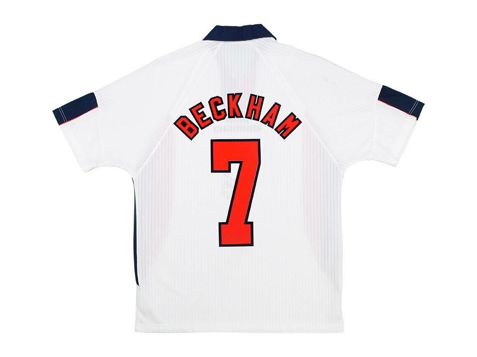 1998 Angleterre Domicile Chemise Beckham #7 Coupe du Monde