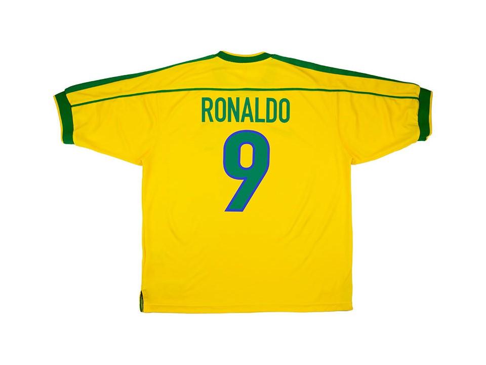 1998 Brazil Home Jersey Ronaldo #9 World Cup