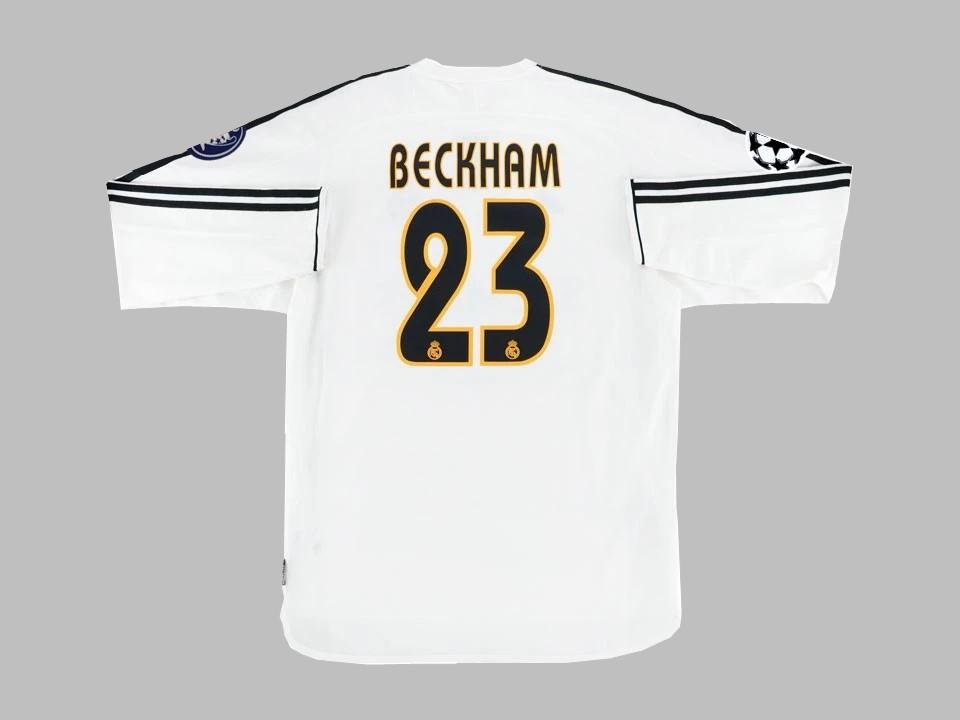 2003/2004 Real Madrid Home Long Sleeves Shirt Beckham #23 Ucl Patches