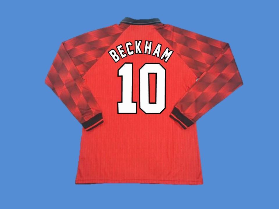 1996 Manchester United Home Long Sleeves Jersey Beckham #10