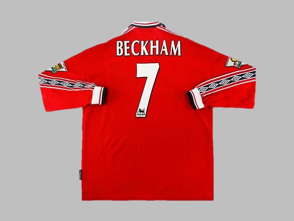 1998/99 Manchester United Domicile Manches Longues Chemise Beckham #7