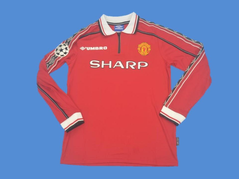 1998/99 Manchester United Domicile Manches Longues Maillot Ligue des Champions