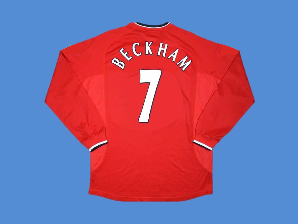 2000 2001 Manchester United Domicile Manches Longues Maillot Beckham #7