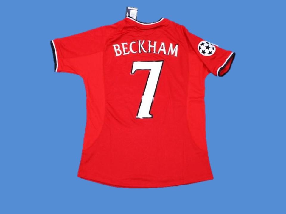 2000 2002 Manchester United Home Jersey Beckham #7 Ucl Patches