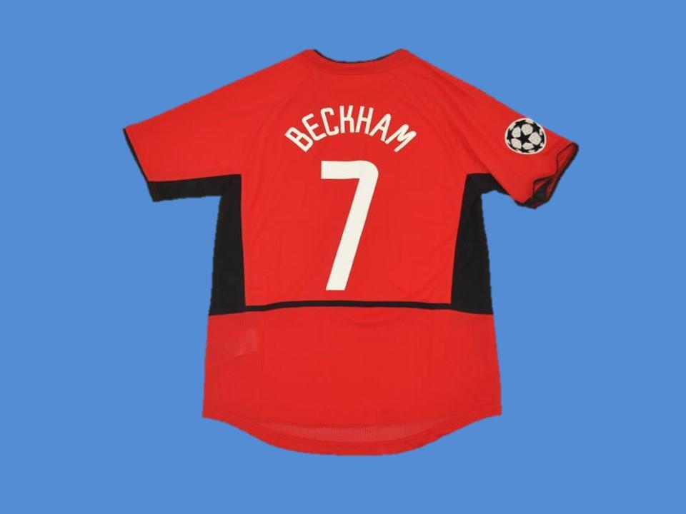 2002/2003 Manchester United Domicile Maillot Beckham #7 Ucl Flocage Insigne