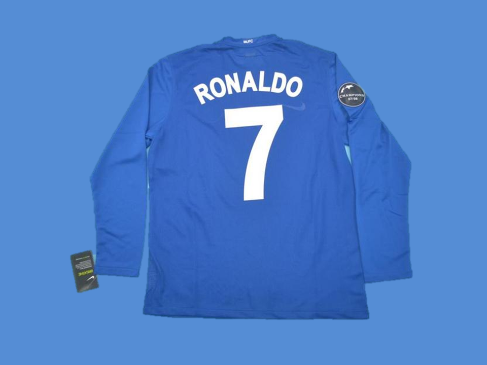 2007-08 Manchester United Exterieur Manches Longues Maillot Ronaldo #7 Champions du monde