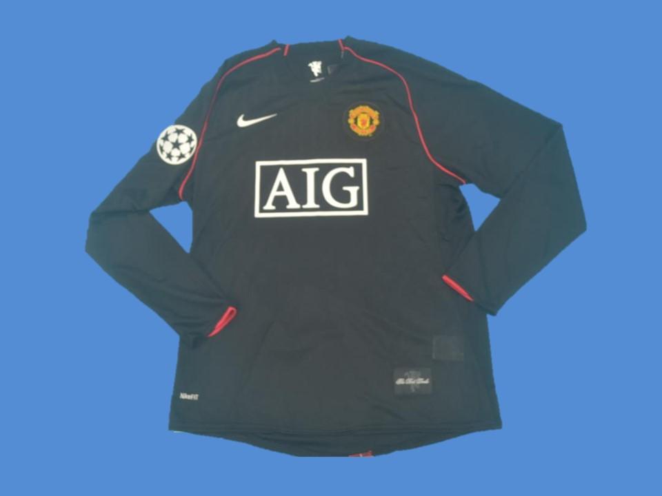 2007/2008 Manchester United Exterieur Manches Longues Maillot Ligue des Champions