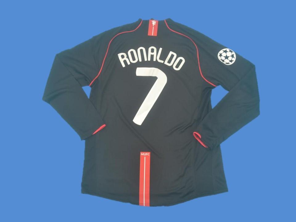 2007/2008 Manchester United Exterieur Manches Longues Maillot Ronaldo #7 Ligue des Champions