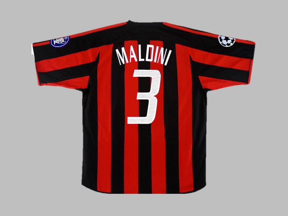 2003 2004 AC Milan Domicile Chemise Maldini #3 Ligue des Champions