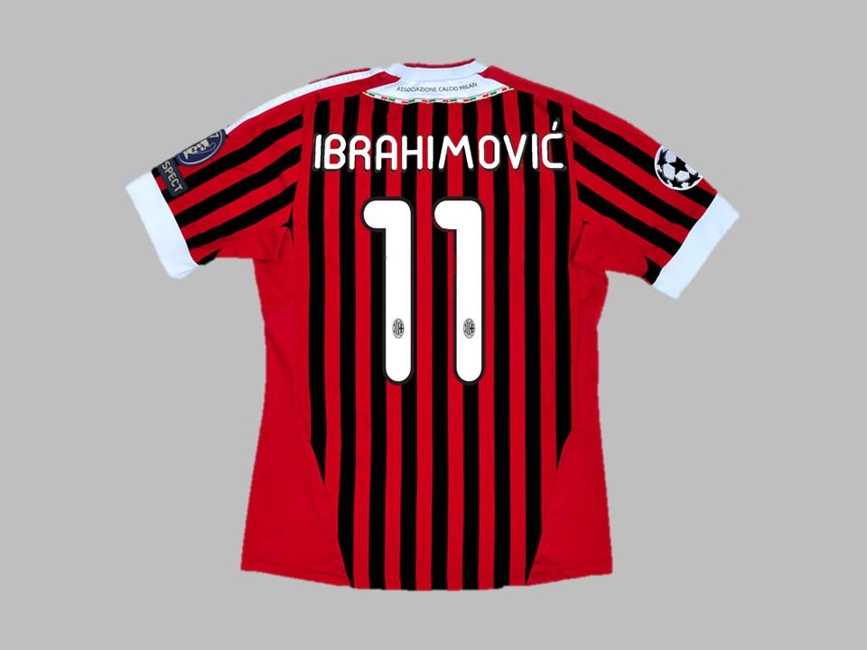 2011 2012 AC Milan Domicile Chemise Ibrahimovic #11 Ligue des Champions