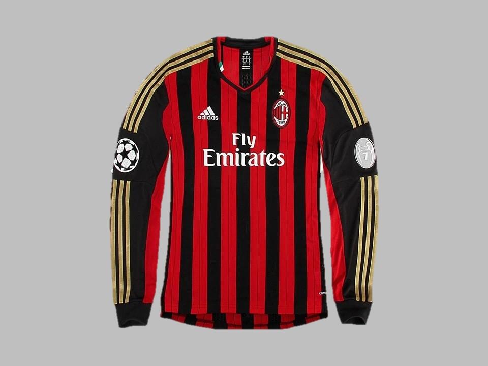 2013 2014 AC Milan Domicile Manches Longues Chemise  Ligue des Champions