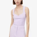 Sweetheart-neckline Top - Light Purple