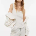 Sweetheart-neckline Top - White