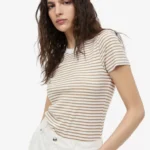 Ribbed modal T-shirt - Beige