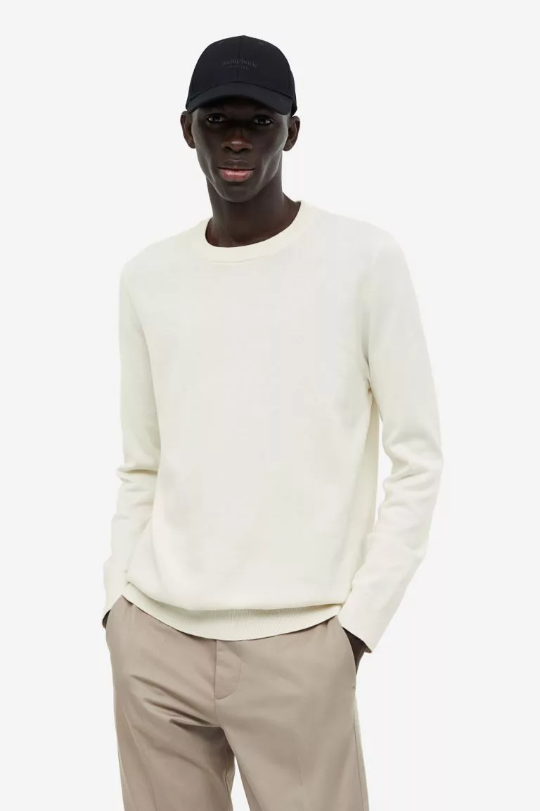 Slim Fit Fine-knit Cotton Sweater - Image 4