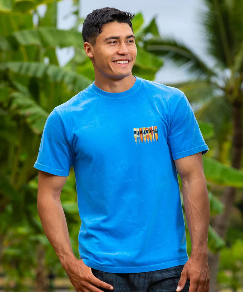Oars - Blue Hawaii Dyed Short Sleeve Crewneck T-Shirt - Image 2