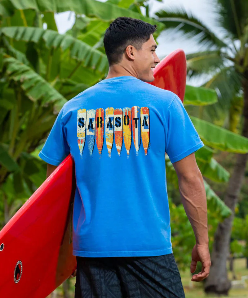Oars - Blue Hawaii Dyed Short Sleeve Crewneck T-Shirt - Image 3