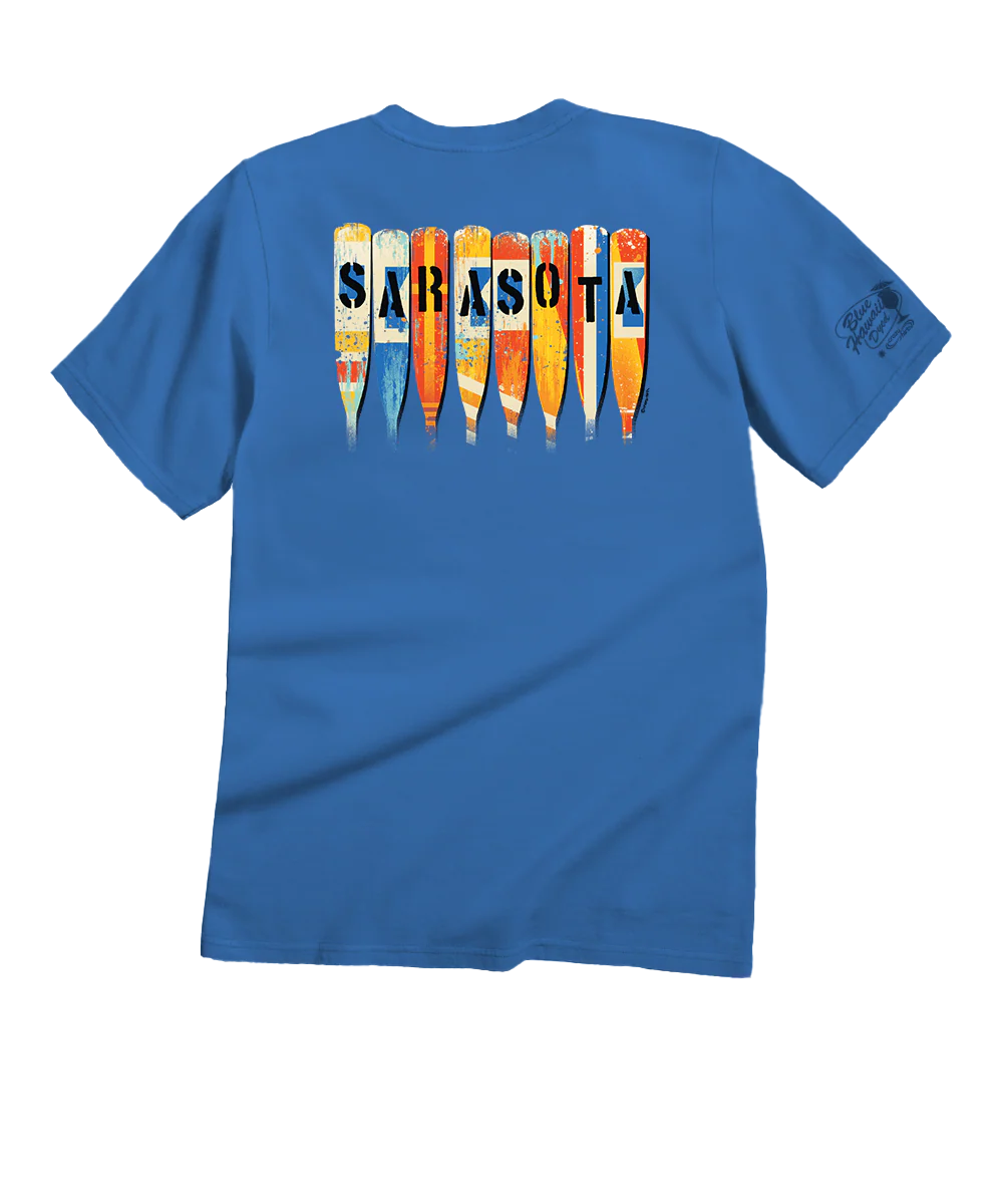 Oars - Blue Hawaii Dyed Short Sleeve Crewneck T-Shirt - Image 4