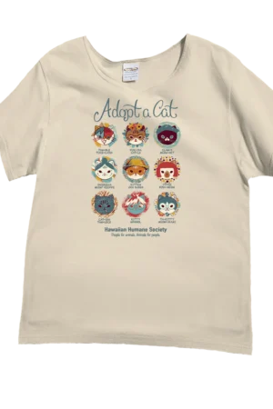 Women's Hawaiian Humane Society Cat Creatives - Coconut Dyed Short Sleeve Scoop Neck T-Shirt