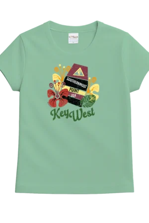 Women's Key West Buoy Hibiscus - Key Lime Dyed Short Sleeve Crewneck T-Shirt