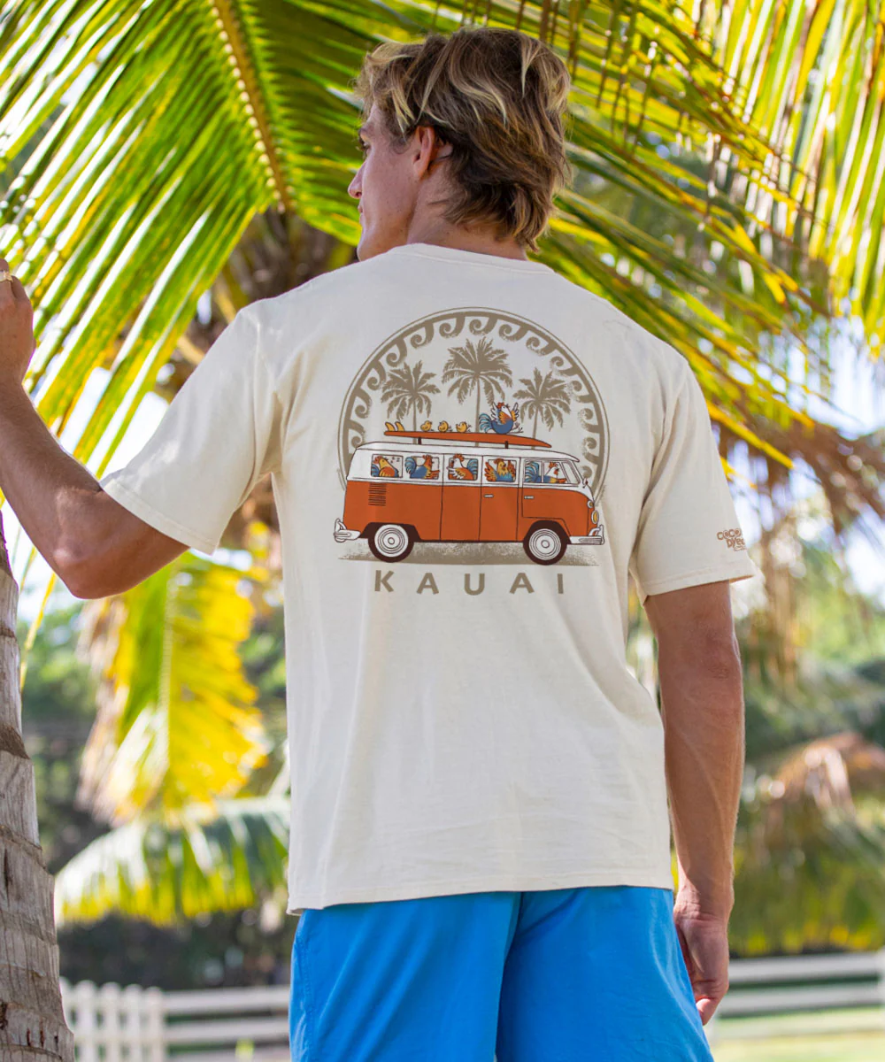 Volkswagen Chicken Van - Coconut Dyed Short Sleeve Crewneck T-Shirt - Image 4