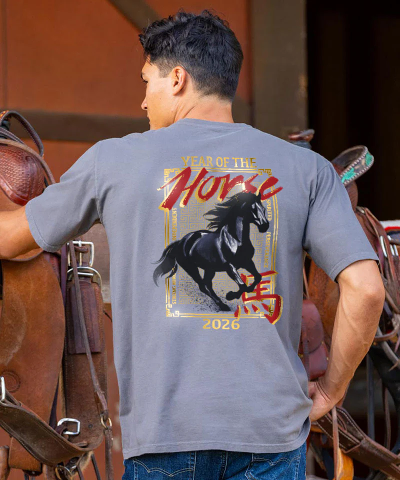 Year Of The Horse 2026 - Crater Dyed Short Sleeve Crewneck T-Shirt - Image 4