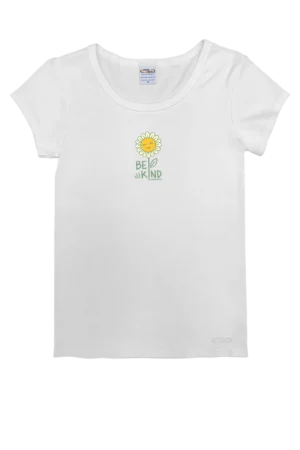 Women's Be Kind Flower - White Short Sleeve Rib Knit T-Shirt
