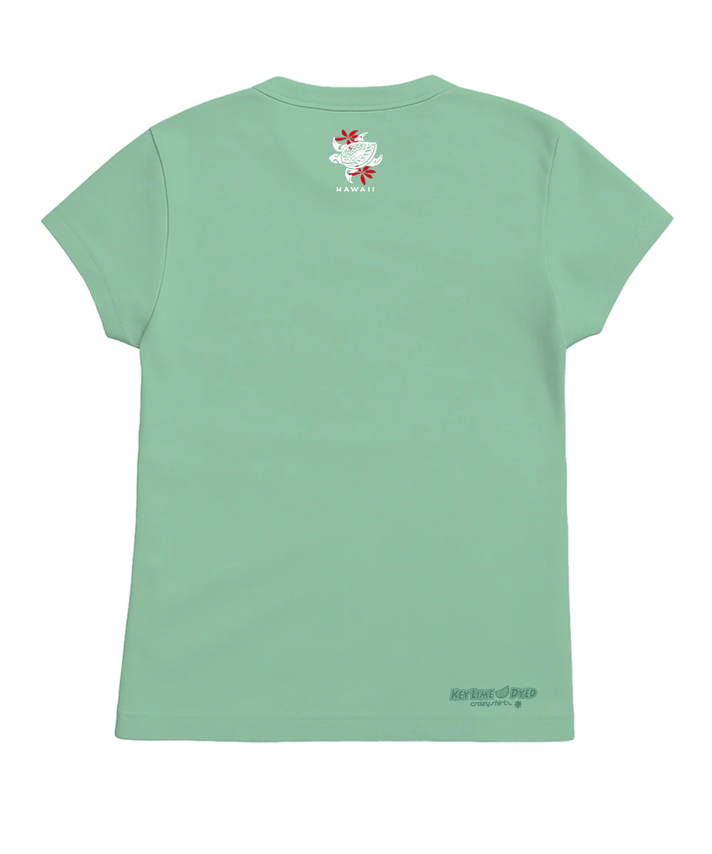 Women's Retro Honu Puas - Key Lime Dyed Short Sleeve Crewneck T-Shirt - Image 2