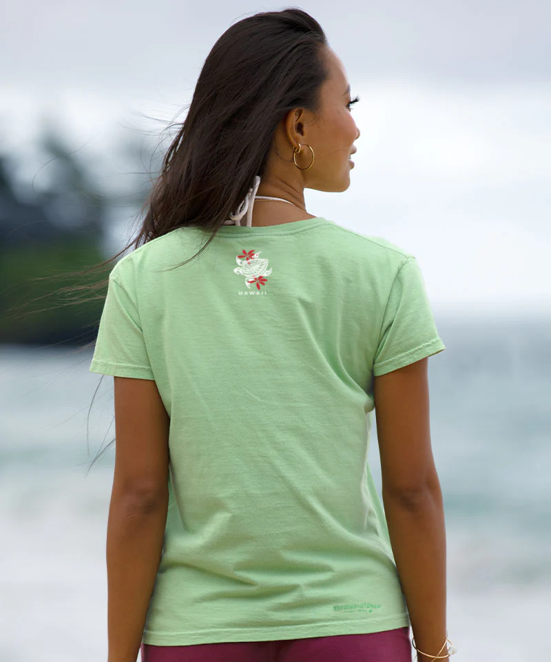 Women's Retro Honu Puas - Key Lime Dyed Short Sleeve Crewneck T-Shirt - Image 3