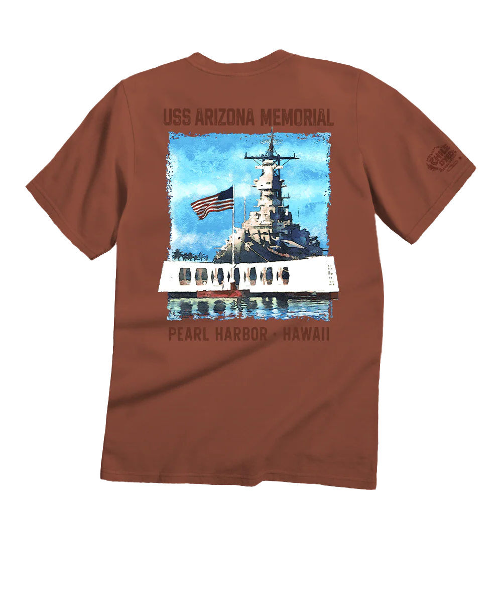 USS Arizona Memorial - Chile Dyed Short Sleeve Crewneck T-Shirt - Image 3