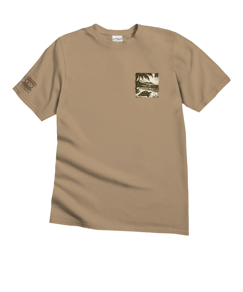 Island Retro Honu Scenic - Kona Coffee Dyed Short Sleeve Crewneck T-Shirt