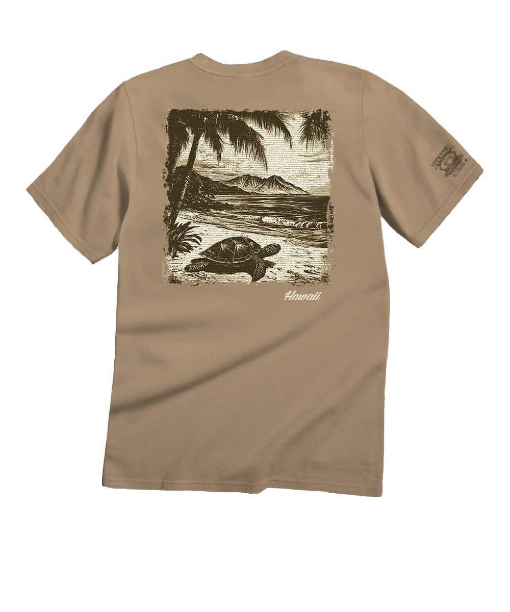 Island Retro Honu Scenic - Kona Coffee Dyed Short Sleeve Crewneck T-Shirt - Image 3