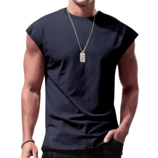 New Men's Sleeveless Summer Casual Sports Loose Men's Sleeveless Undershirt Vest Black
